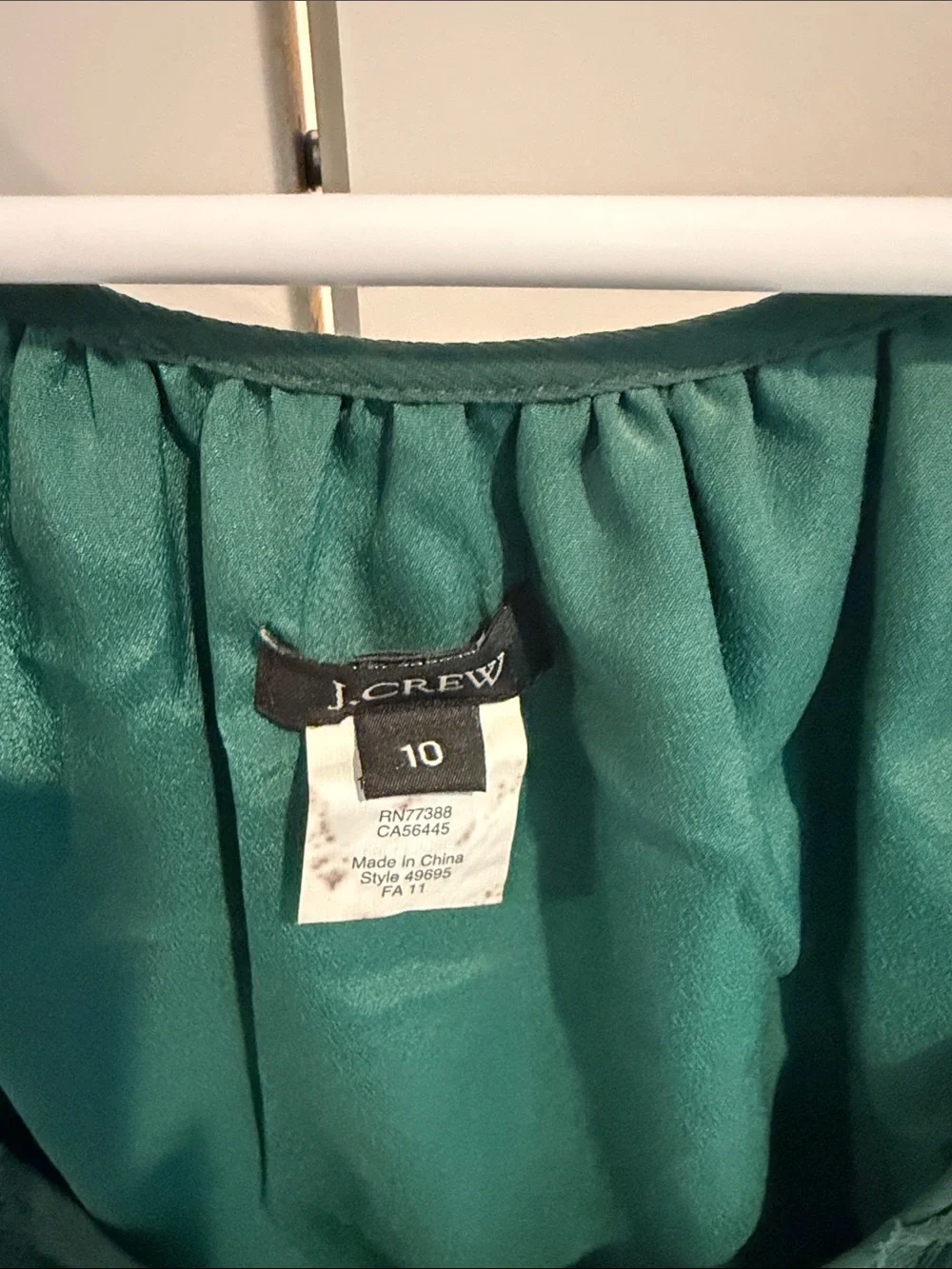 J. Crew Deep Teal Long-Sleeve Tiered Dress